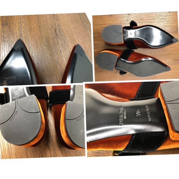 PRADA Two-Tone Velvet Point-Tie Flats NWT - Picture 6 of 12
